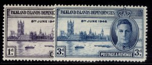 FALKLAND ISLANDS - Dependencies GVI SG G17-G18, 1946 VICTORY set, M MINT.