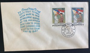 1953 Manila Philippines First Day Cover FDC President Sukarno Visit