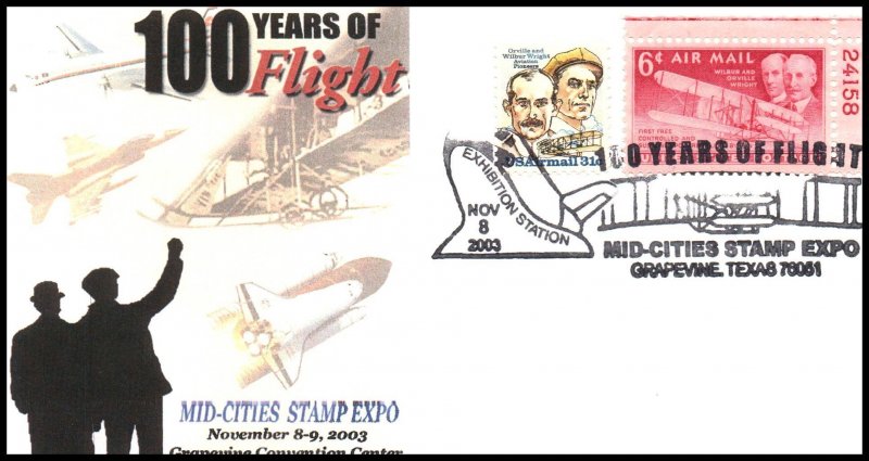 US 100 Years of Flight 2003 Mid Cites Stamp Expo Cover