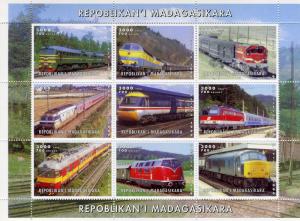 Malagasy 1999 Trains & Locomotives Sheet Perforated Mint (NH)