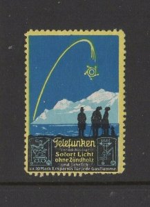 Germany - Telefunken Instant Light Without Matches Advertising Stamp - NG 
