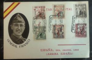 1937 Malaga  Spain Civil War Postcard Cover General Franco