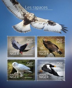 Birds of Prey Stamps Niger 2014 MNH Raptors Golden Eagles Snowy Owls 4v M/S