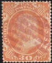 30c orange 1860 Ben Franklin SC38