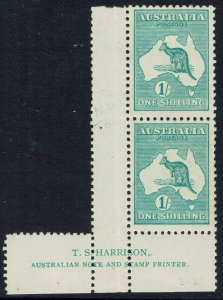 AUSTRALIA 1915 KANGAROO 1/- IMPRINT PAIR 3RD WMK DIE IIB */** 