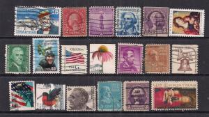 USA Mixed Selection of 19 used stamps Various Years ( J864 )