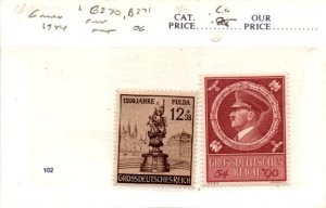 Germany, Postage Stamp, #B270-B271 Mint Hinged, 1944 Fulda Schloss, Hitler (AN)