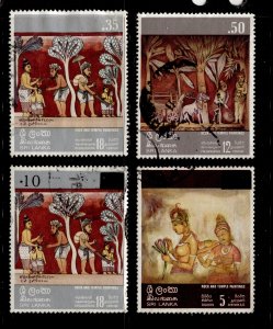 Sri-Lanka #478,479,539,540 Rock and Temple Paintings Used