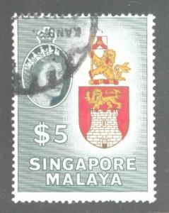 Singapore  Scott 42 Used $5 QE2