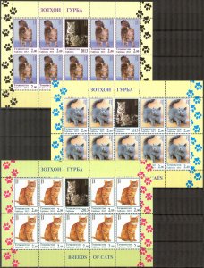 Tajikistan 2013 Cats Mi.614/6 3 sheets MNH