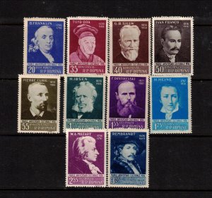 Romania Sc 1122-31 MLH Set of 1956 - FAMOUS PERSONALITIES