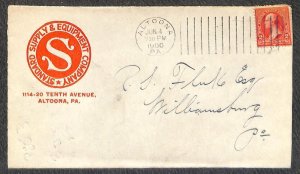 USA 279B STAMP STANDARD SUPPLY & EQUIPMENT ALTOONA PENNSYLVANIA ADV COVER 1900