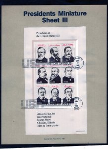 SP750 Presidents of the USA, Souvenir Page FDC (#2218)