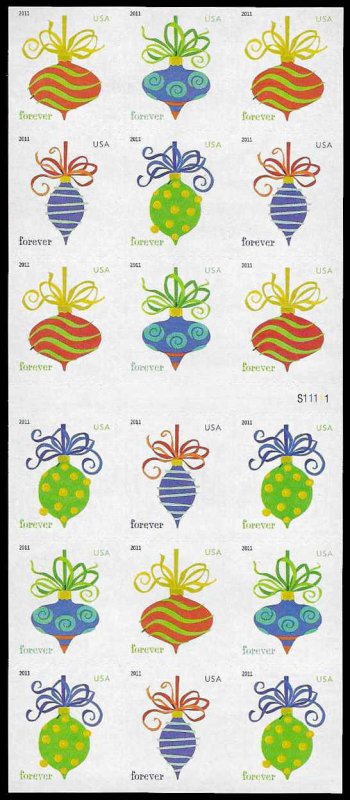 PCBstamps   US #4579/4582b ATM Pane $7.92(18x44c)Holiday Baubles, MNH, (3)