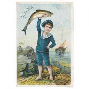 19th Century Scott’s Emulsion, Sailor Boy Trade Card, cod-liver oil