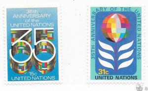 UN #322-323  15c/31c 35th Anniversary of UN (MNH) CV$0.65