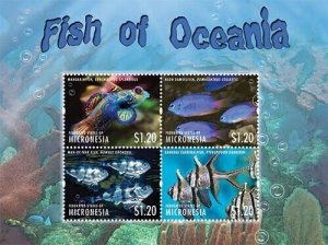 Micronesia 2013 - Marine Life Fish - Sheet of 4 Stamps - Scott #1028 - MNH