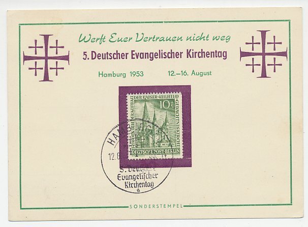 Maximum card Germany 1953 Protestant Church Convention 