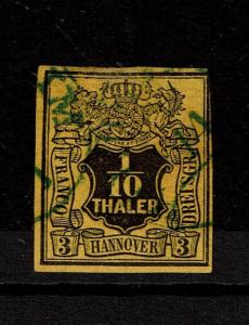 Hanover SC# 6, Used, shallow top thin, lg page remnnant (Noted as Mi# 5) - S4291