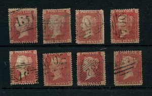 Lot of Penny reds with various numbered cancels, mixed condition on some GB / UK