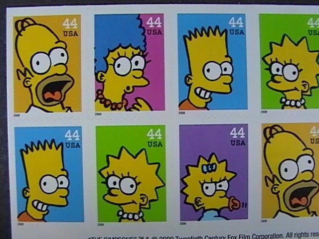 U.S.# 4399-4403(4403b)-MINT/NH--BOOKLET PANE OF 20---SIMPSONS 20 TH ANN.-2009