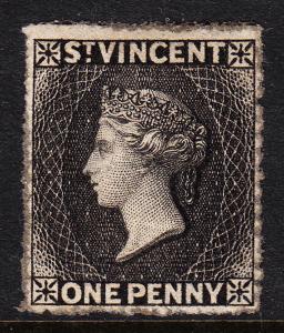 ST. VINCENT — SCOTT 13 (SG 15)— 1871 VICTORIA 1P — BLACK — MH — SCV $65.00