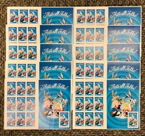 3535  Porky Pig Die Cut Lot of 10 sheets MNH 34 c FV $ $34  Imperf Single