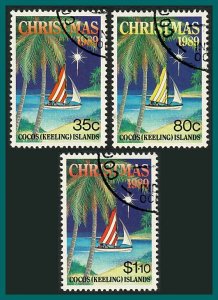 Cocos 1989 Christmas, used #207-209,SG211-SG213