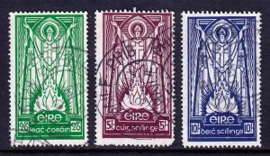 IRELAND — SCOTT 96-98 — 1937 ST. PATRICK AND PASCHAL FIRE SET — USED — SCV $290