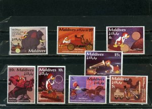 MALDIVES 1995 DISNEY DONALD AND THE WHEEL SET OF 8 STAMPS MNH