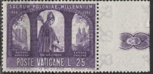 Vatican City 434 (mh, heavily creased) 25L Polish millenium, vio (1966)