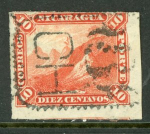 Nicaragua 1877 Momotombo 10¢ Orange Roulette w/Chinandega Cancel L249