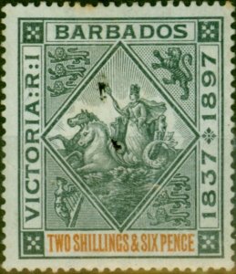 Barbados 1897 2s6d Blue-Black & Orange SG124 Ave MM 