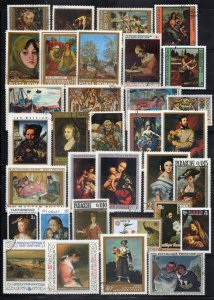 Art Stamp Collection MNH/Used Paintings Landscapes Women Boats ZAYIX 0424S0296