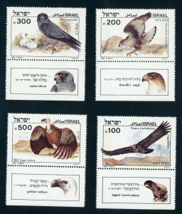 Israel Scott #896-899 & 899A Birds of Prey - Set w/Tabs, Souvenir Sht & Brochure