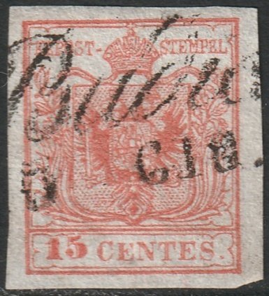 Lombardy Venetia 1850 Sc 4 used Badia cancel type III