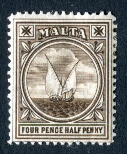 Malta 1904 KEVII. 4 1/2d brown. Mint. LH. MC CA. SG57.