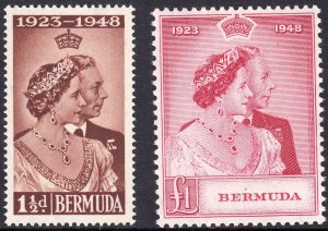 1948 BERMUDA KGVI ROYAL SILVER WEDDING (SG#125-126) MH VF