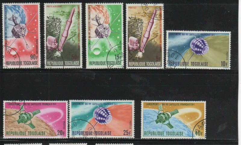 TOGO #593-598, C65-C66  1967 FRENCH ACHIEVEMENTS IN SPACE  MINT VF NH O.G CTO a