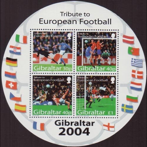 GIBRALTAR 2004 - Scott# 974a S/S European Soccer NH
