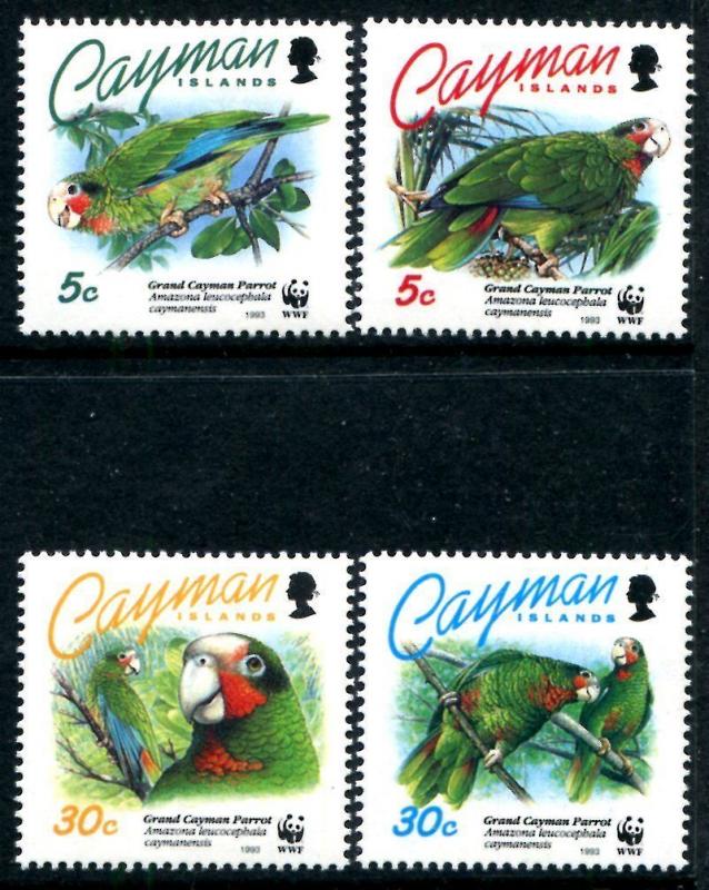 Cayman Islands 668-671, MNH, Birds Grand Cayman Parrots 1993 WWF. x11084