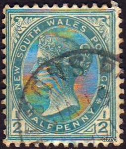 NSW 1899 Sc#102 1/2d Blue Green Queen Victoria USED.