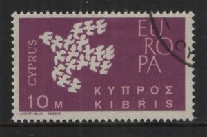 Cyprus    #201   used  1962   Europa  doves   10m