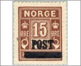 Norway NK 166 Postage due - surcharged 15 Øre Dark brown