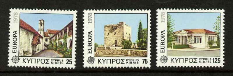 Cyprus 495-7 MNH EUROPA, Chrysorrhogiatissa Monestry, Kolossi Castle, Library