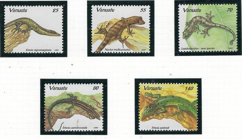 Vanuatu 649-53 MNH 1995 Lizards (fe8755)