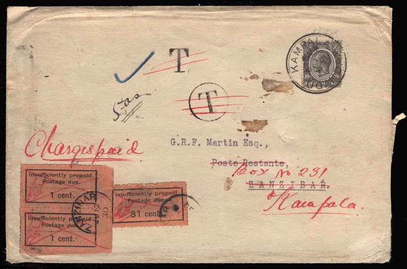 Zanzibar Scott J1-J9 Gibbons D1-D17a on Cover