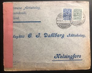 1914 Kuusankoski Finland Russia Occupation Commercial Censored Cover B