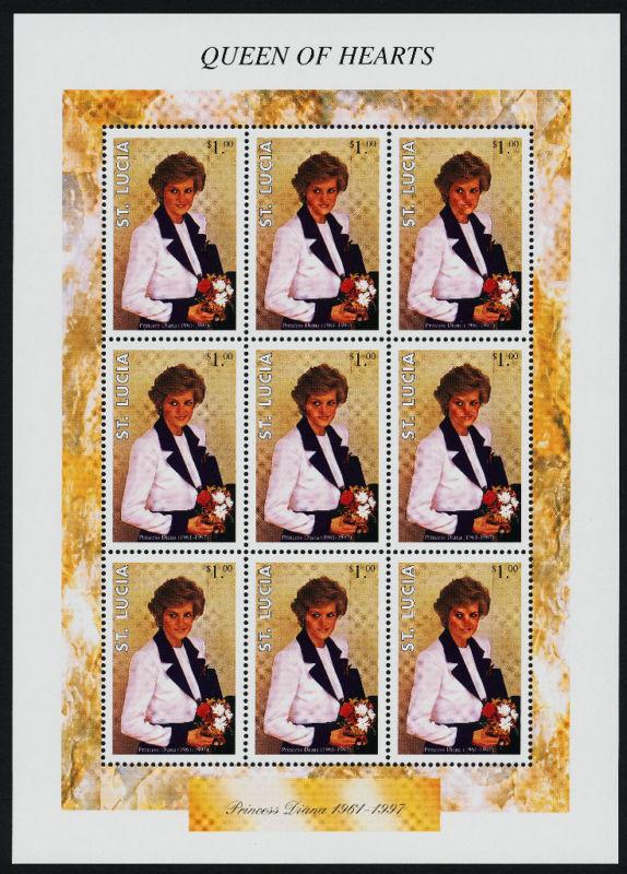 St Lucia 1084 sheet MNH Princess Diana, Flowers