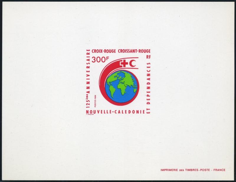 New Caledonia 575 deluxe sheet,MNH.Michel 825. Red Cross,Red Crescent,125.1988.